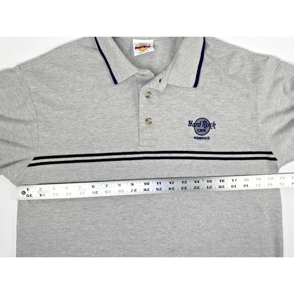 Hard Rock Cafe Memphis Polo Shirt Mens Medium Embroidered Striped Made in USA - Picture 10 of 13